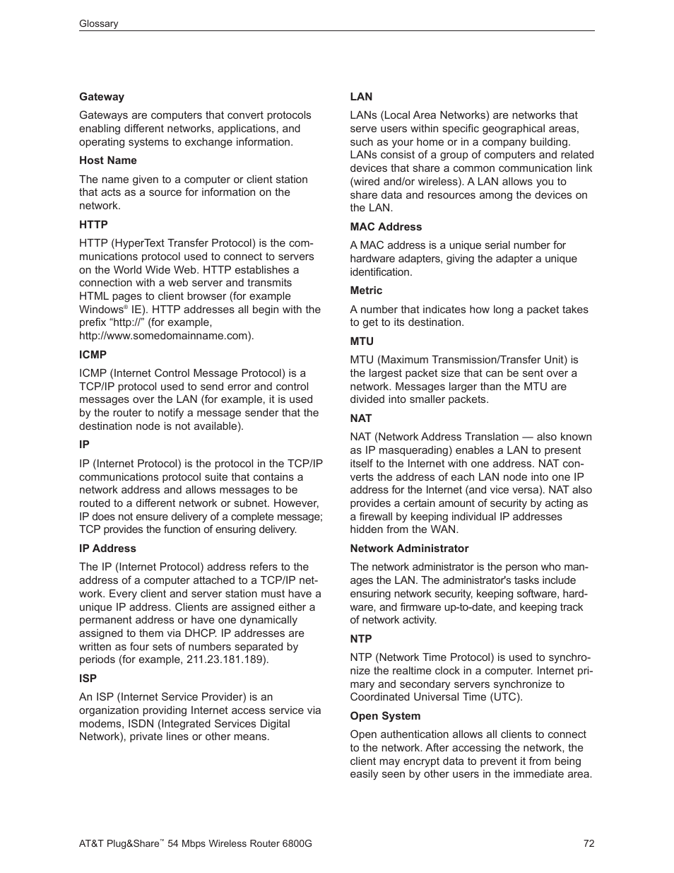 AT&T Plug&Share 6800G User Manual | Page 72 / 77