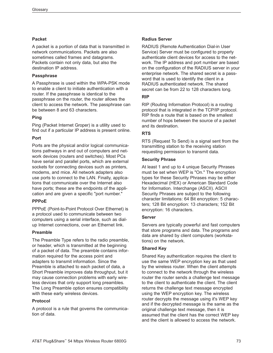 AT&T Plug&Share 6800G User Manual | Page 73 / 77