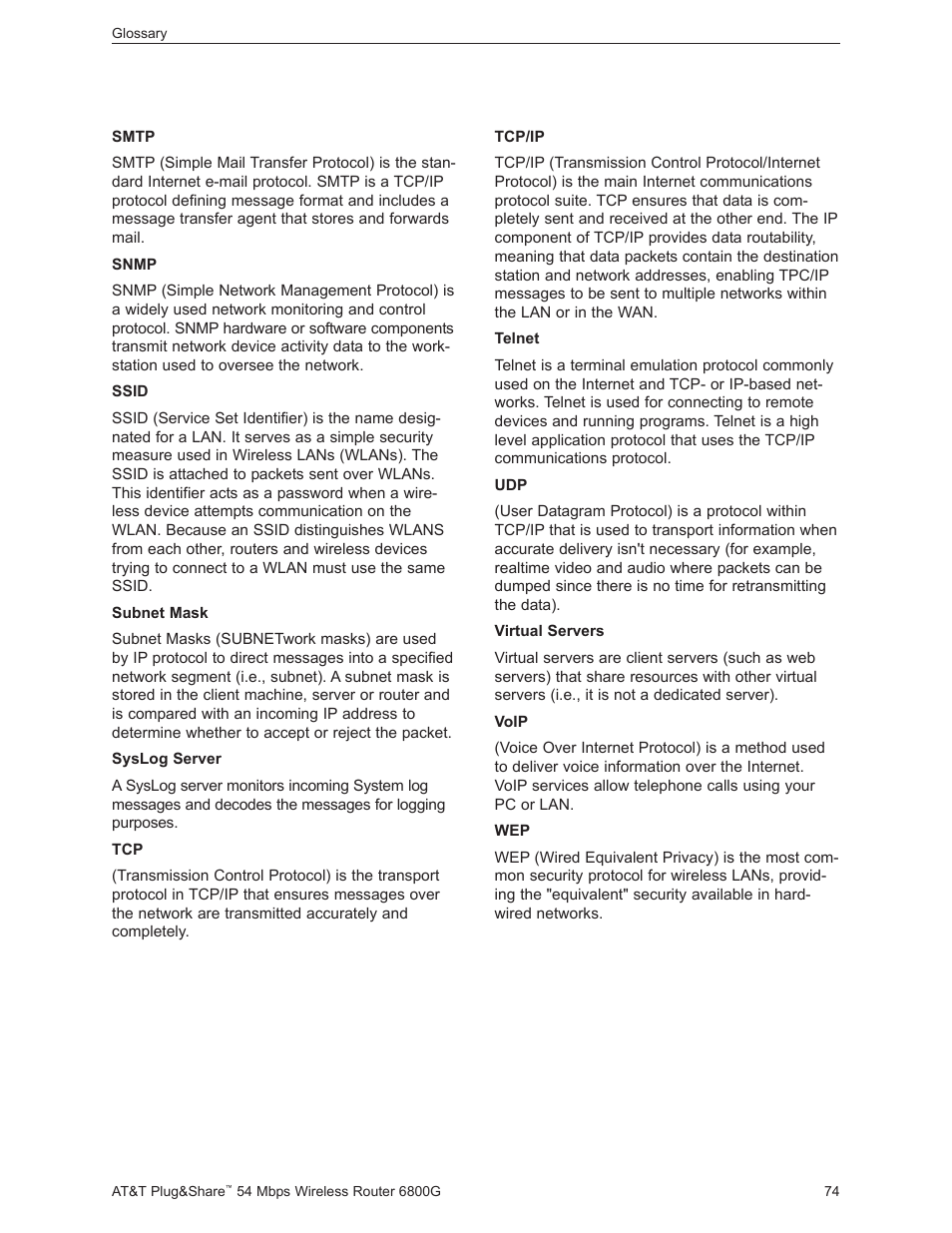 AT&T Plug&Share 6800G User Manual | Page 74 / 77