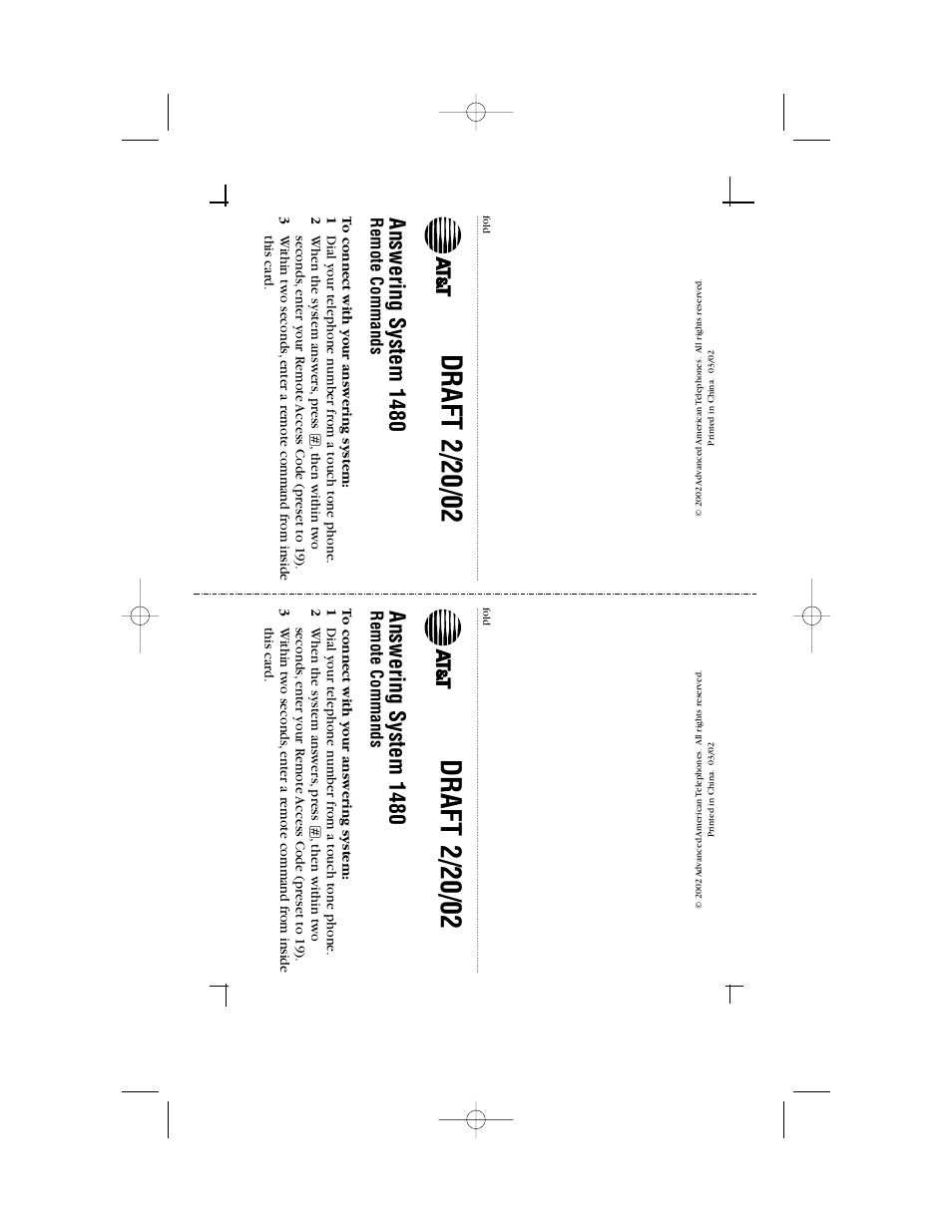 Answering system 1480, Remote commands | AT&T 1480 User Manual | Page 36 / 37