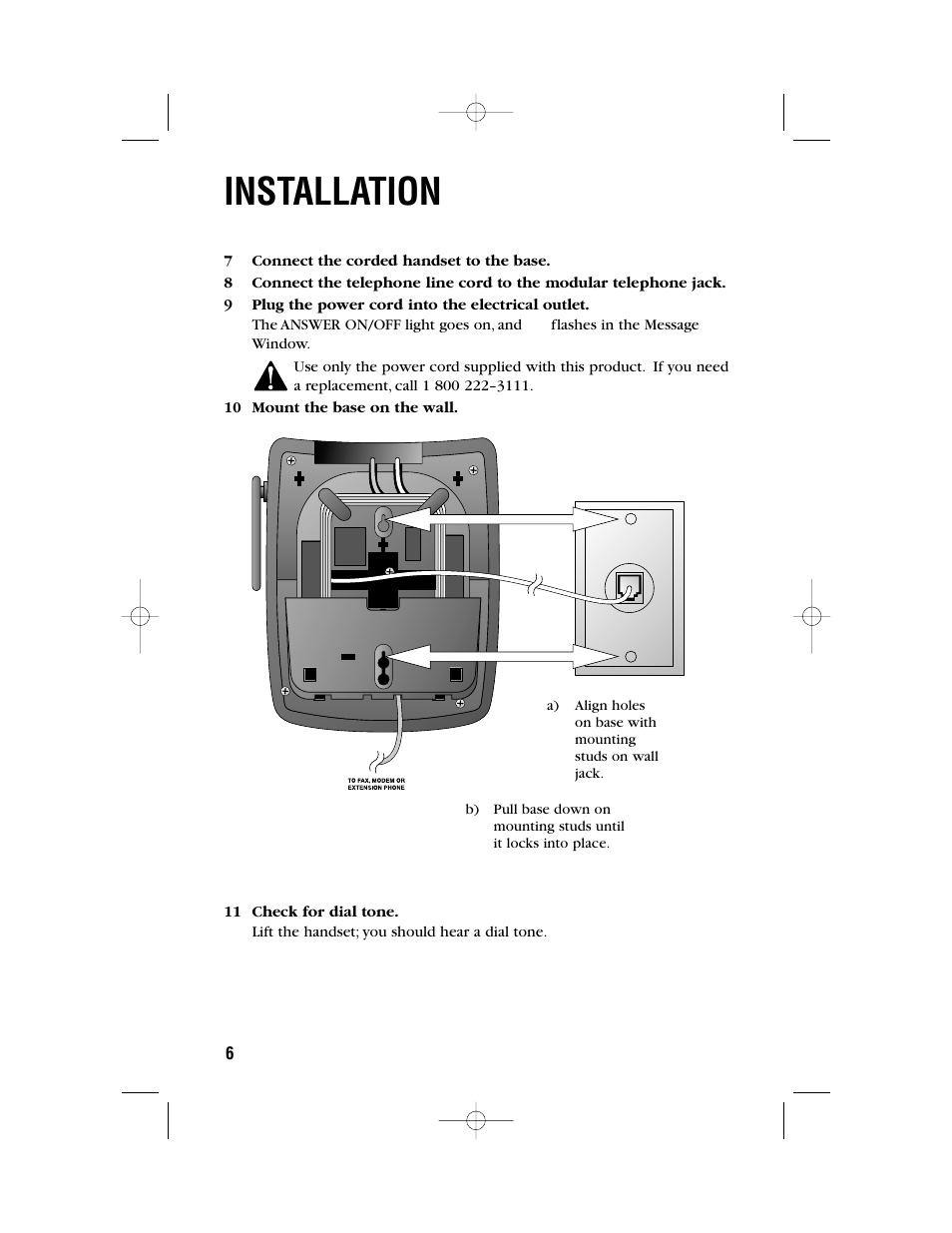 Installation | AT&T 1480 User Manual | Page 9 / 37
