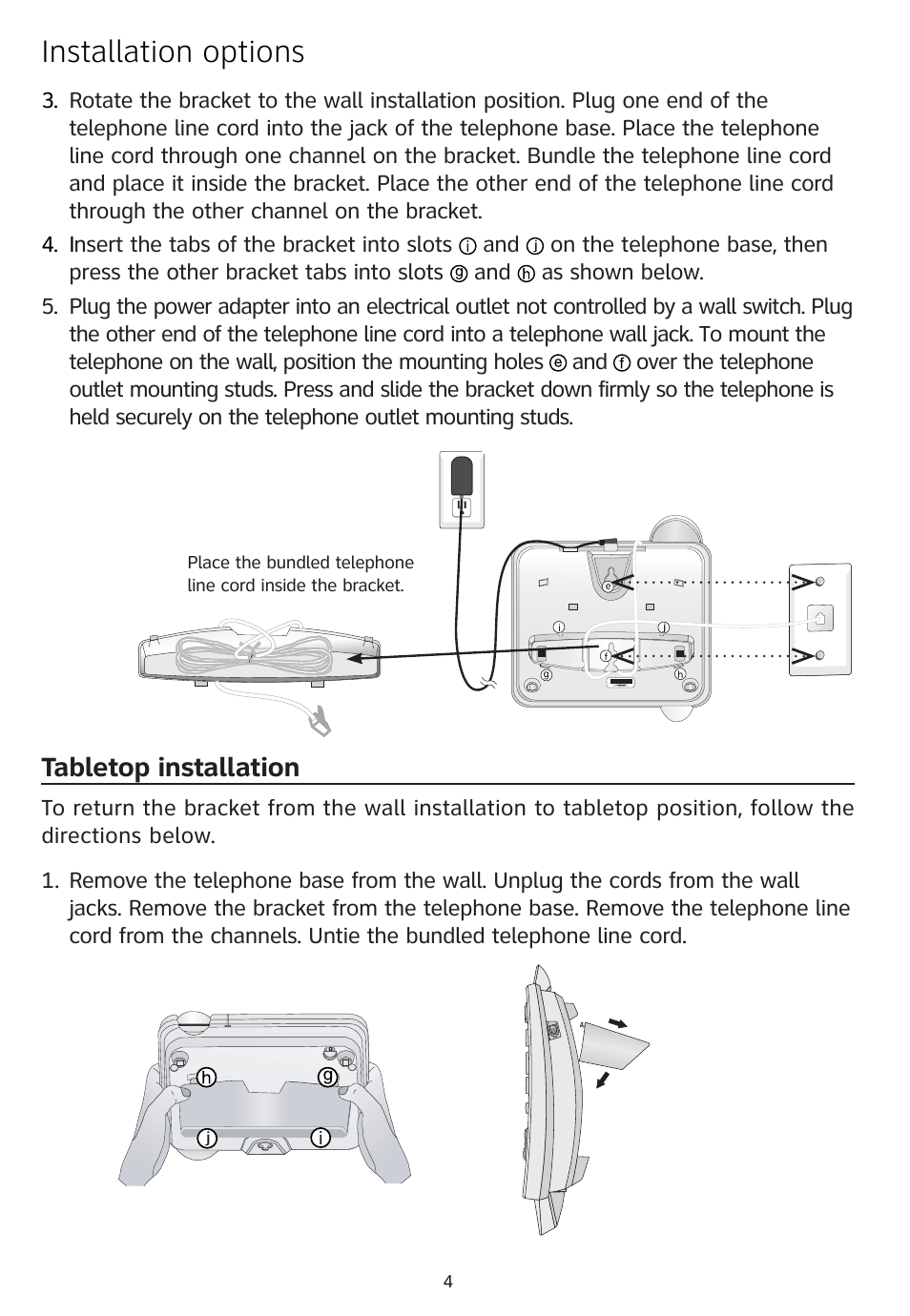 Installation options, Tabletop installation | AT&T 1856 User Manual | Page 5 / 7