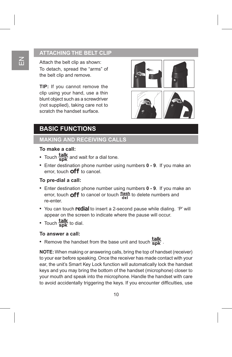 Basic functions | AT&T 2820 User Manual | Page 11 / 46