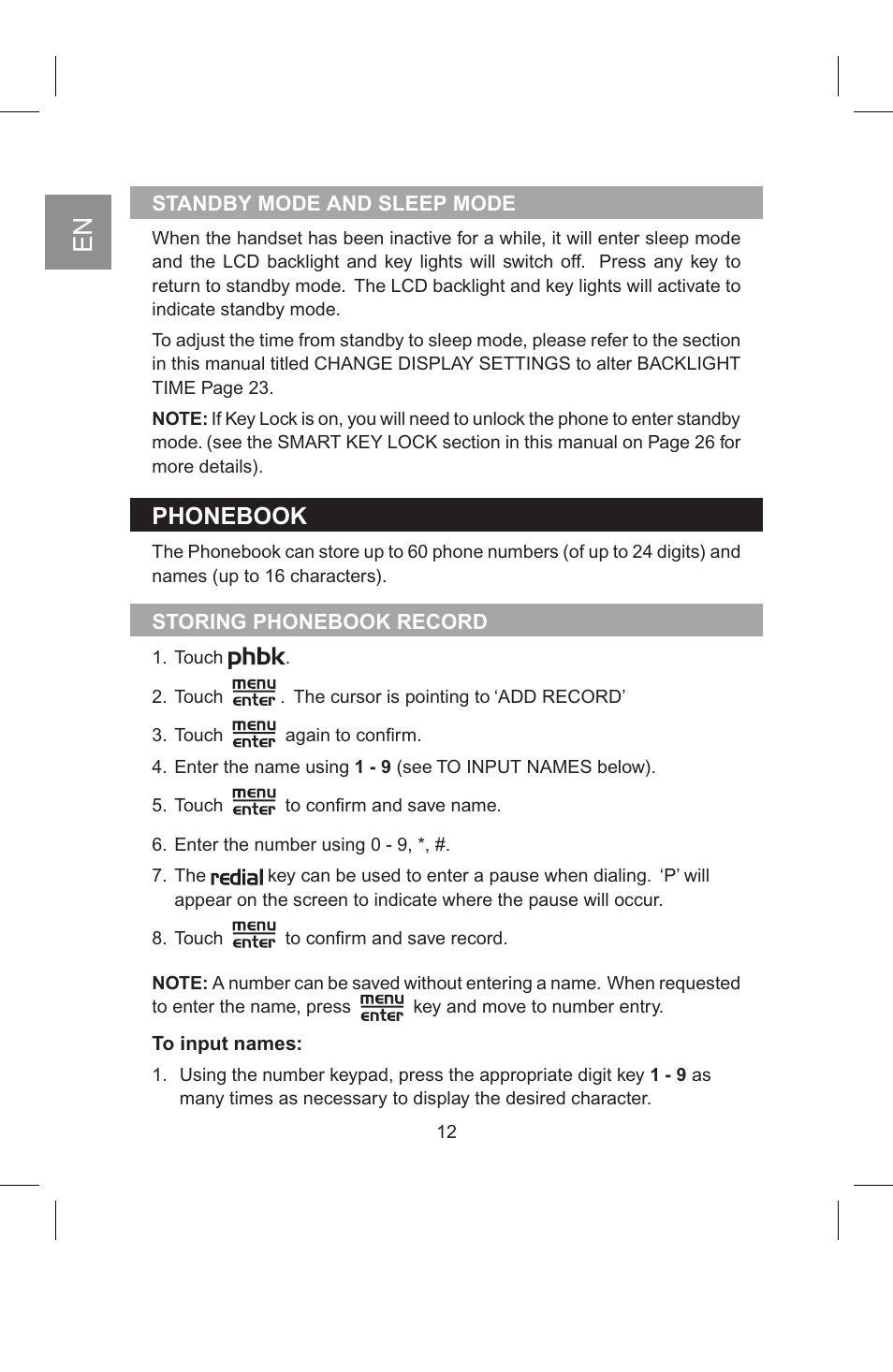 Phonebook | AT&T 2820 User Manual | Page 13 / 46