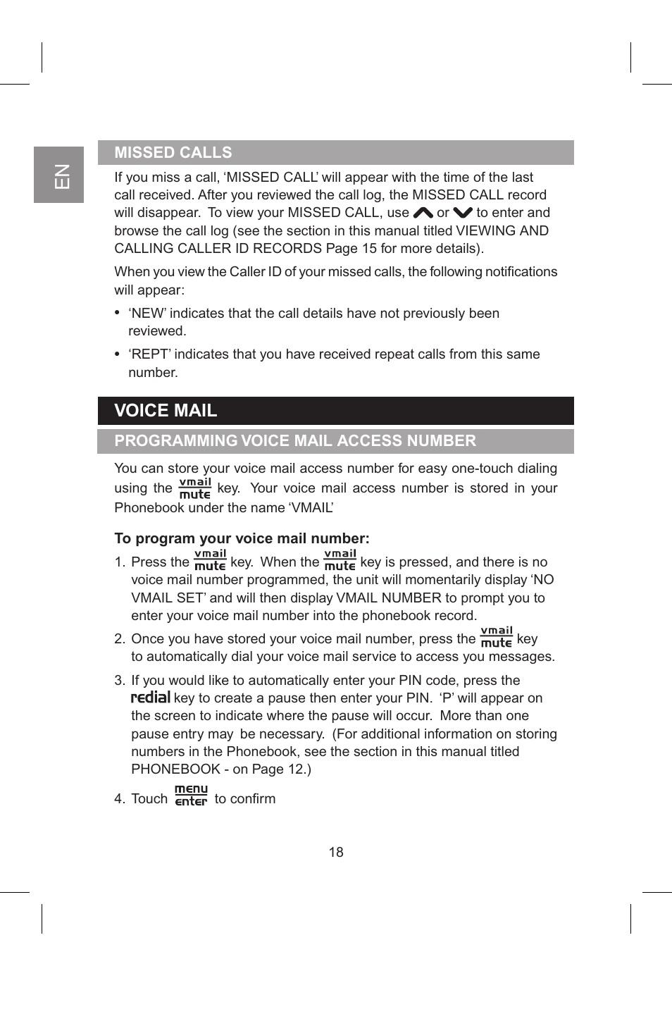 Voice mail | AT&T 2820 User Manual | Page 19 / 46