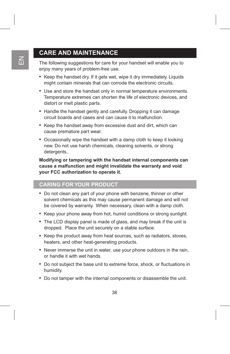 Care and maintenance | AT&T 2820 User Manual | Page 39 / 46