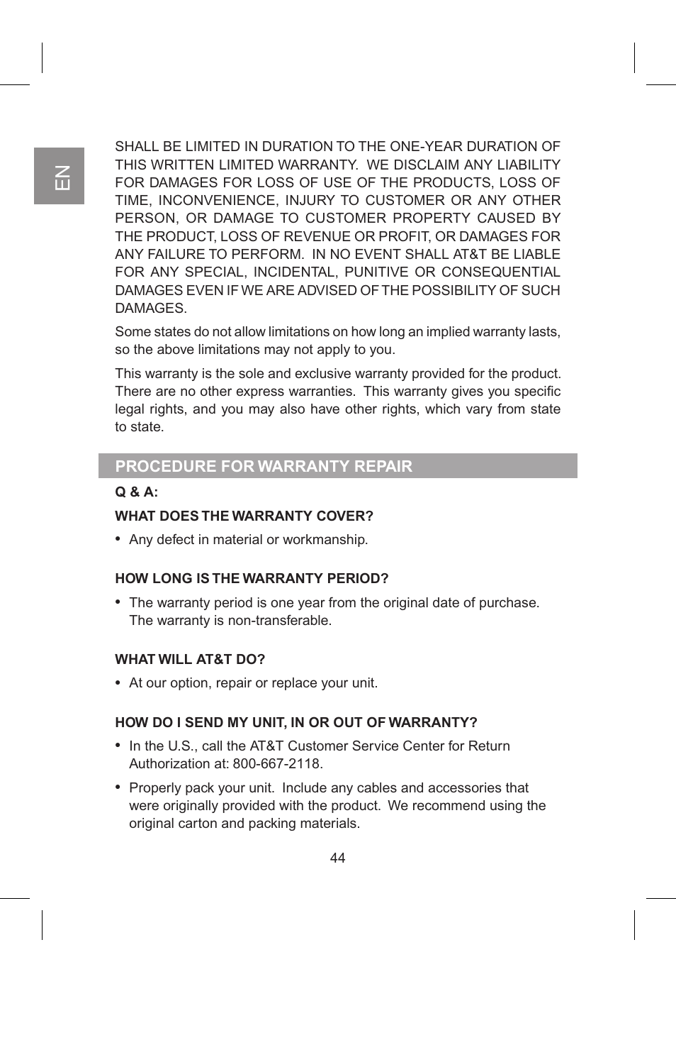 AT&T 2820 User Manual | Page 45 / 46