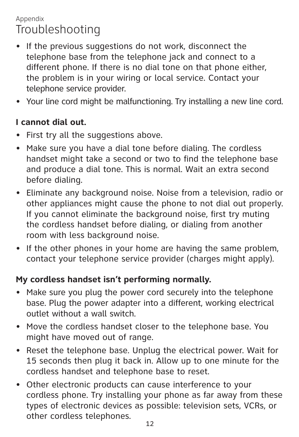 Troubleshooting | AT&T CL81100 User Manual | Page 16 / 34