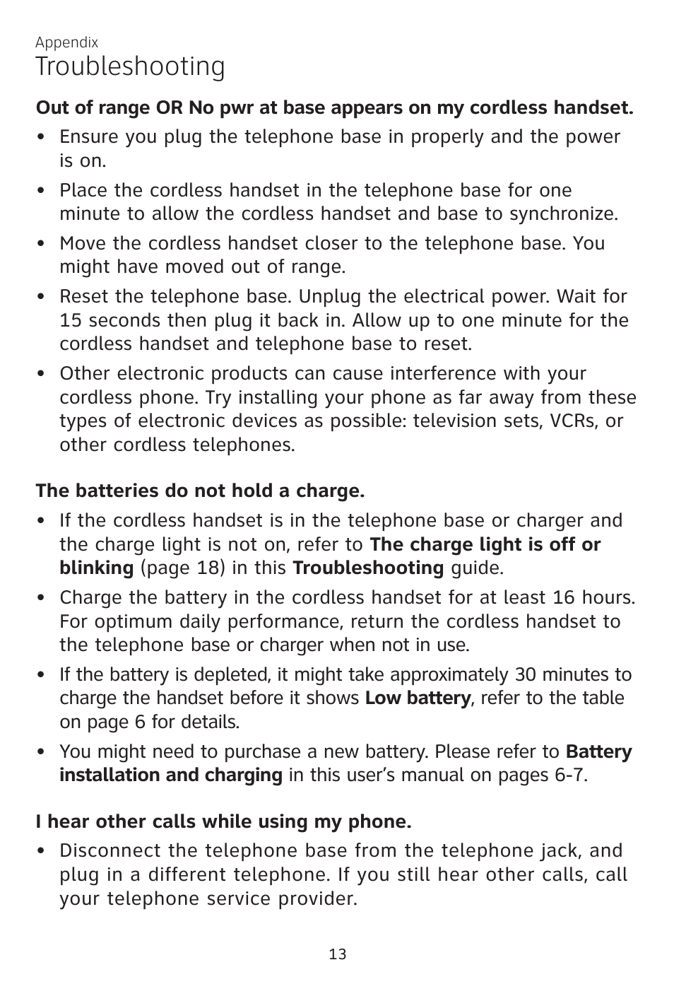 Troubleshooting | AT&T CL81100 User Manual | Page 17 / 34