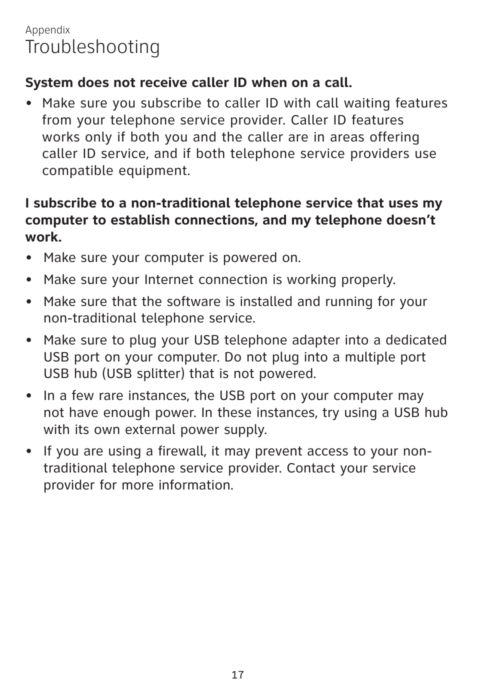 Troubleshooting | AT&T CL81100 User Manual | Page 21 / 34