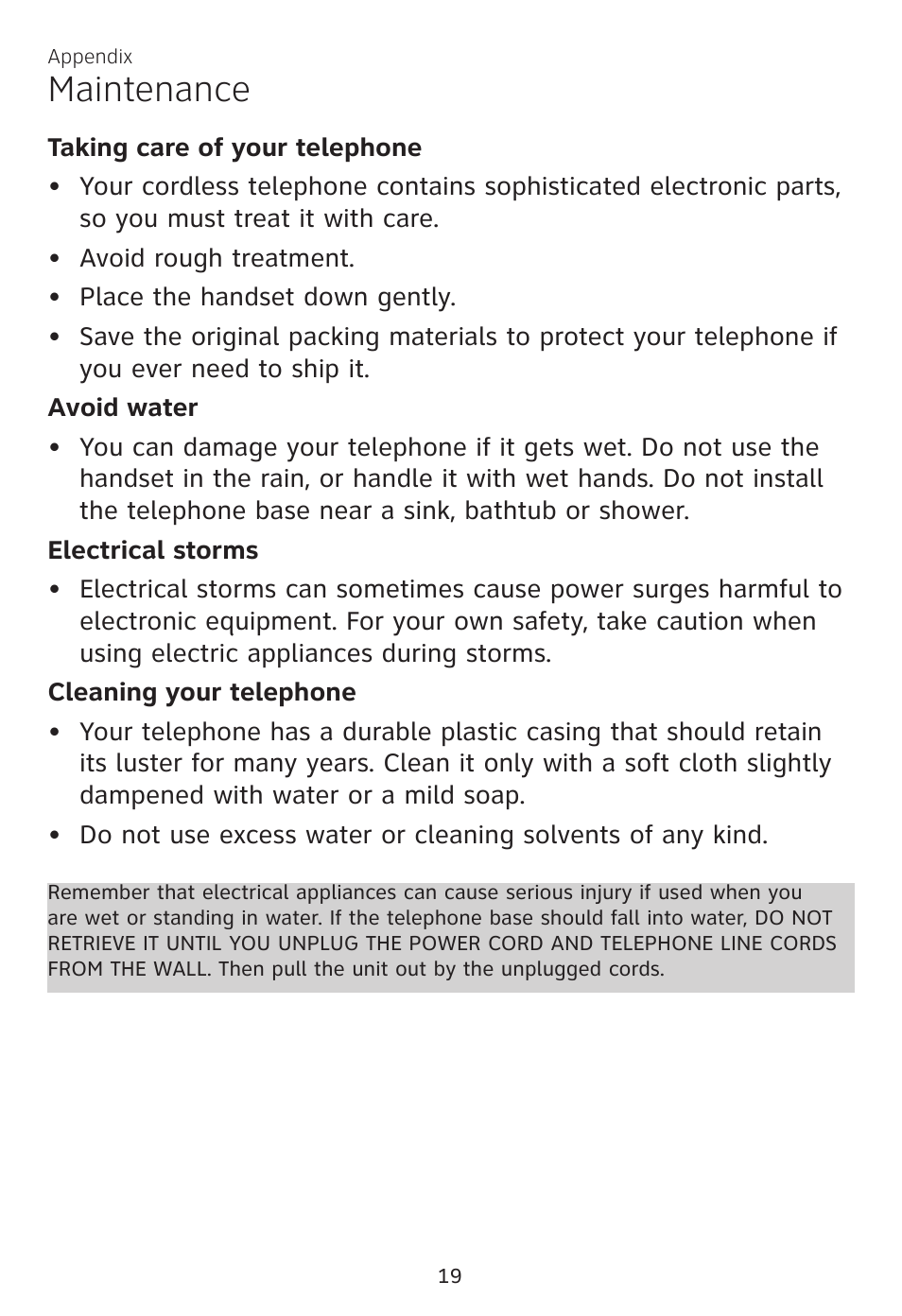 Maintenance | AT&T CL81100 User Manual | Page 23 / 34