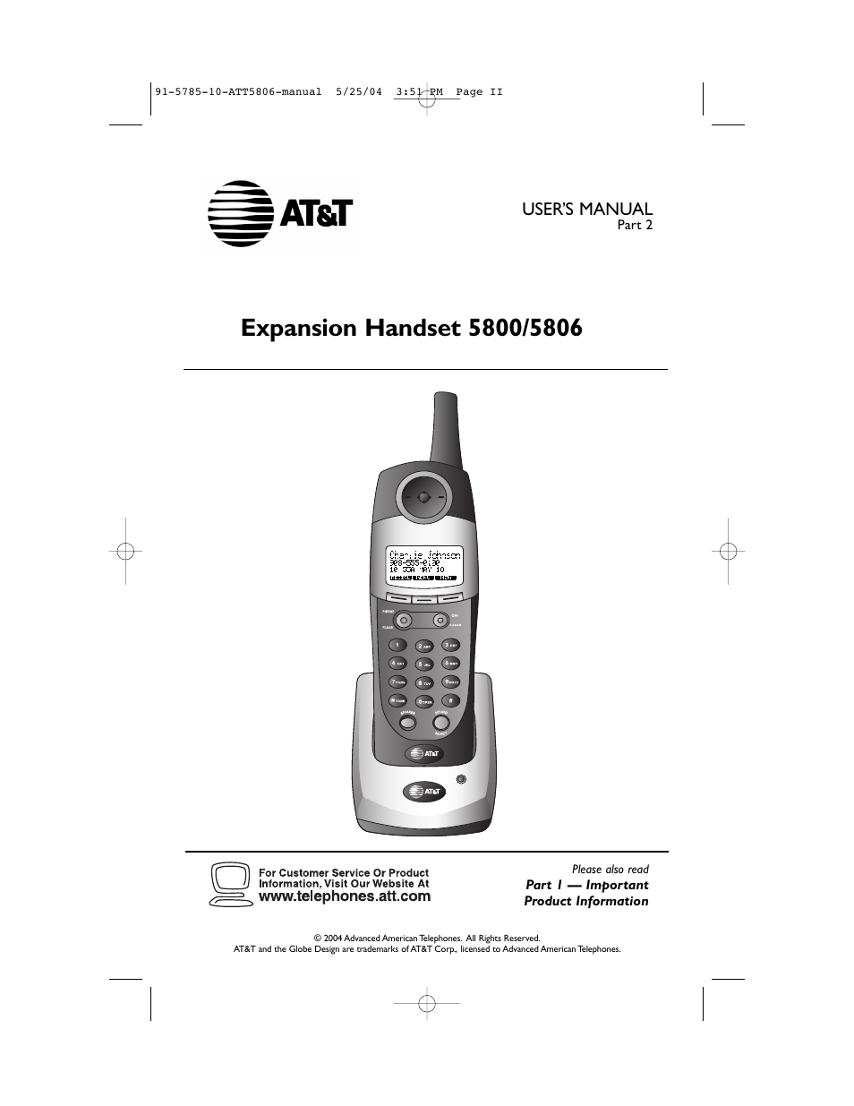 AT&T 5800 User Manual | 8 pages