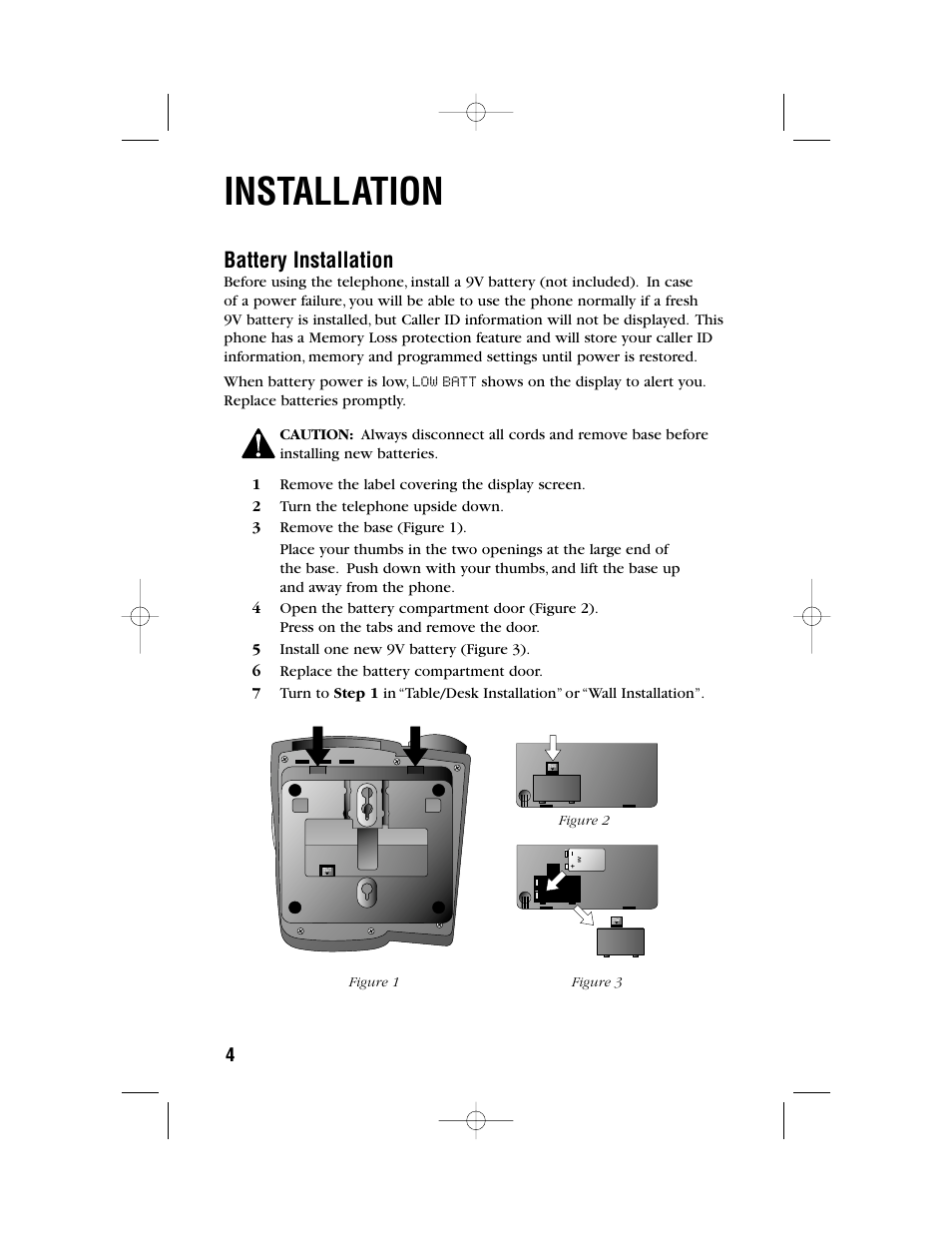 Installation, Battery installation | AT&T 972 User Manual | Page 7 / 29