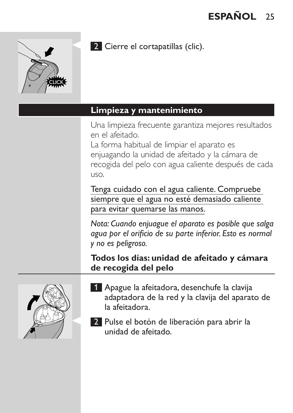 Limpieza y mantenimiento | Philips Rasoir électrique User Manual | Page 23 / 72