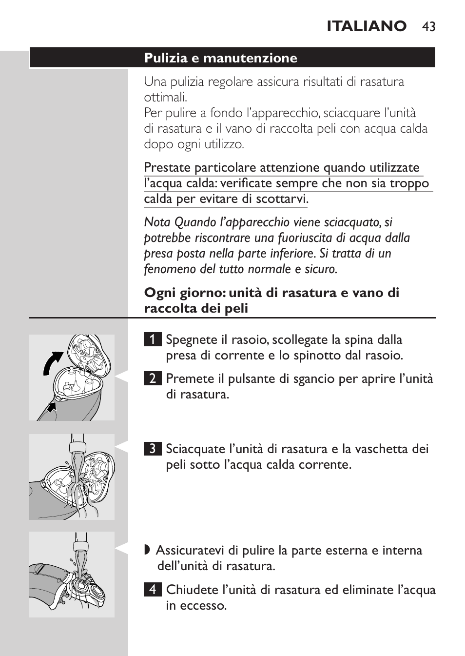 Pulizia e manutenzione | Philips Rasoir électrique User Manual | Page 41 / 72