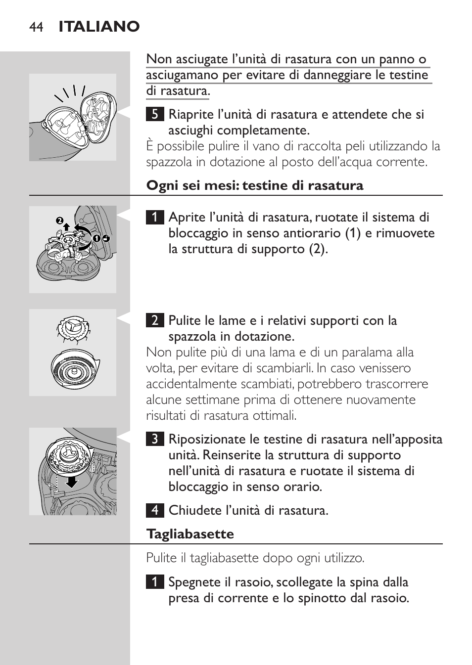 Ogni sei mesi: testine di rasatura | Philips Rasoir électrique User Manual | Page 42 / 72
