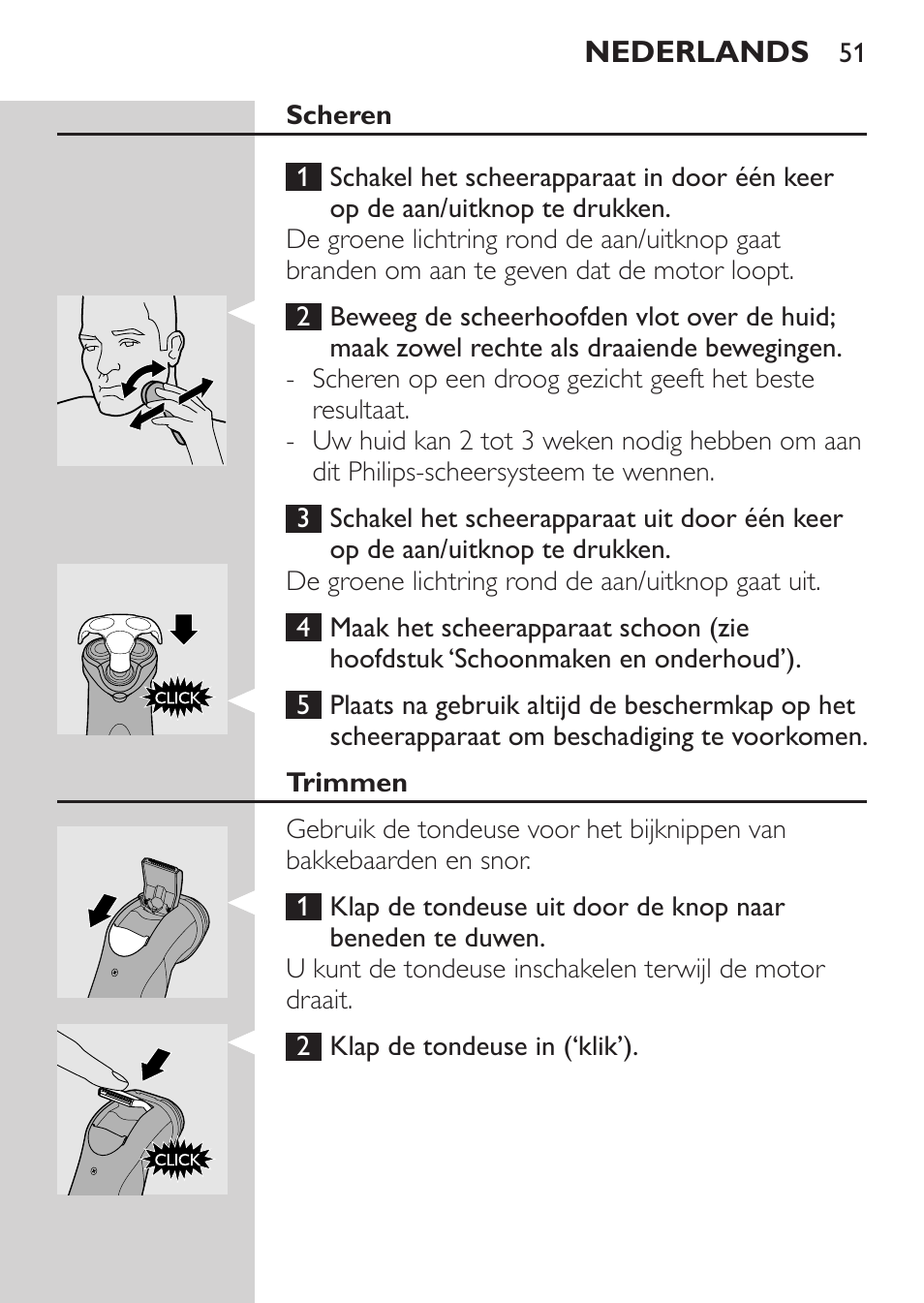 Scheren, Trimmen | Philips Rasoir électrique User Manual | Page 49 / 72