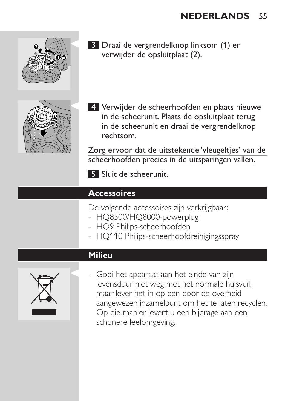 Accessoires, Milieu, Garantie & service | Philips Rasoir électrique User Manual | Page 53 / 72