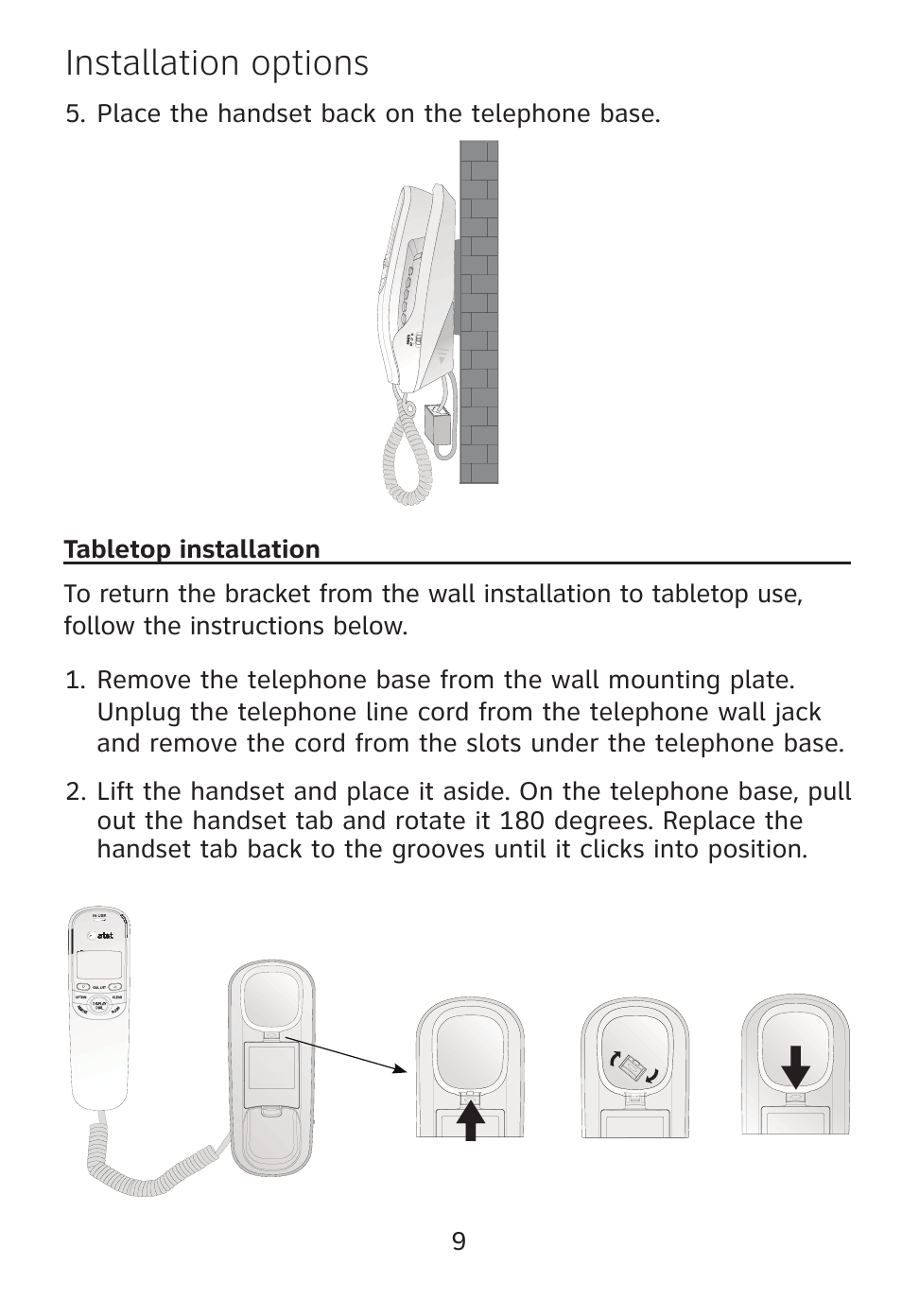 Installation options | AT&T TR1909 User Manual | Page 10 / 12