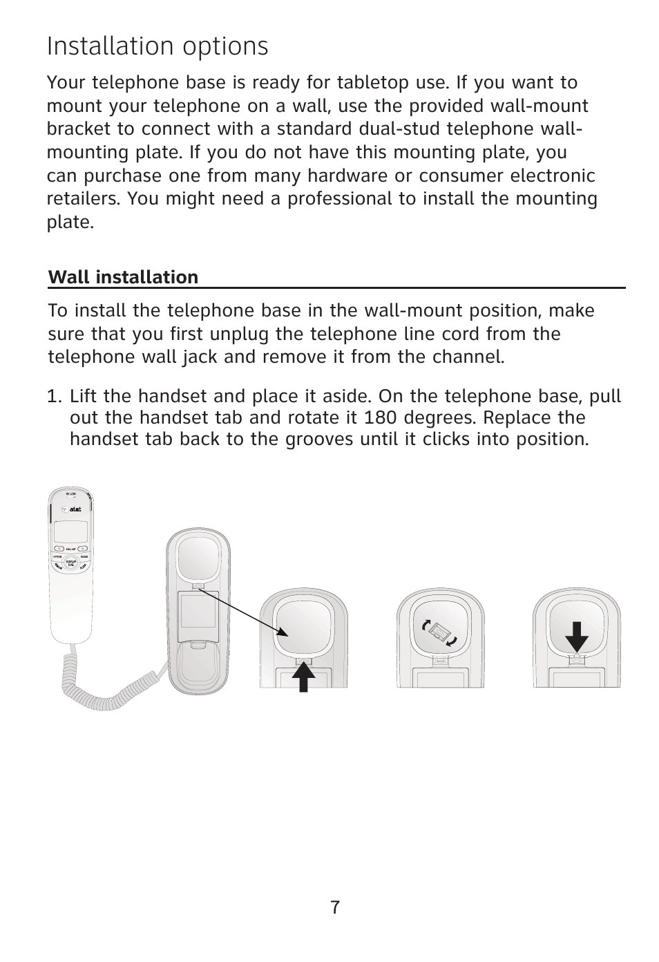 Installation options | AT&T TR1909 User Manual | Page 8 / 12