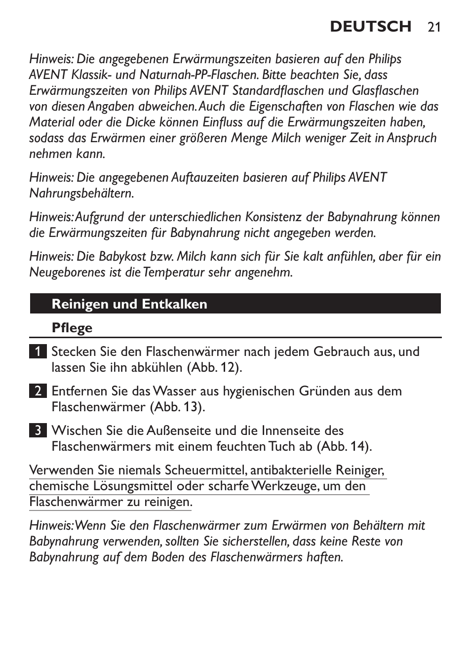 Philips AVENT Chauffe-biberon User Manual | Page 21 / 64