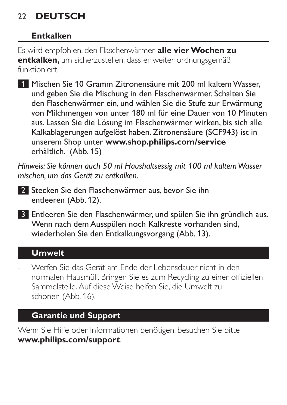 Philips AVENT Chauffe-biberon User Manual | Page 22 / 64