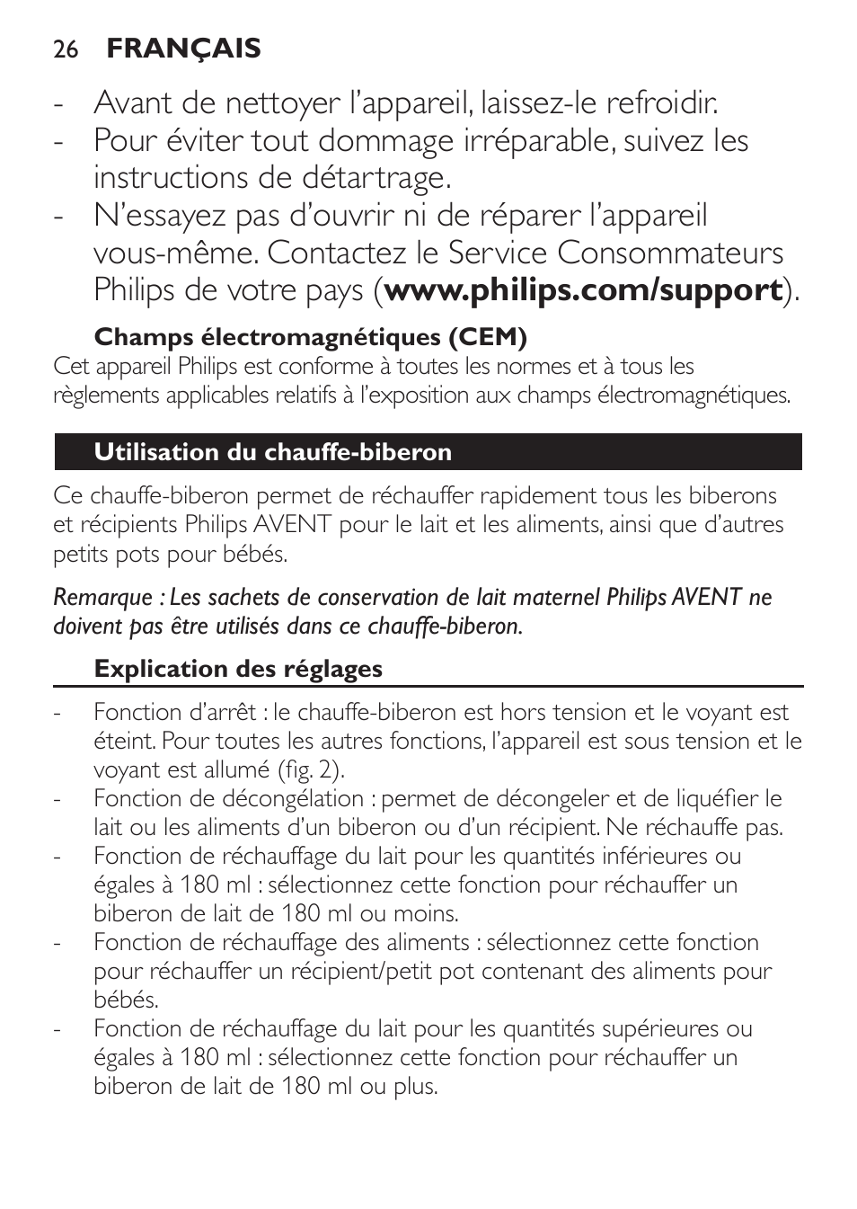 Philips AVENT Chauffe-biberon User Manual | Page 26 / 64