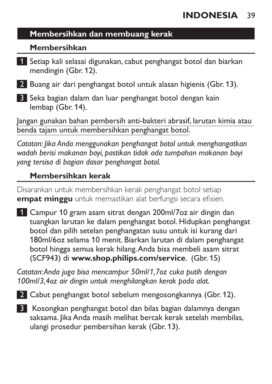 Philips AVENT Chauffe-biberon User Manual | Page 39 / 64