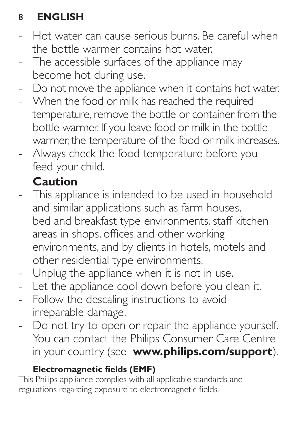 Philips AVENT Chauffe-biberon User Manual | Page 8 / 64
