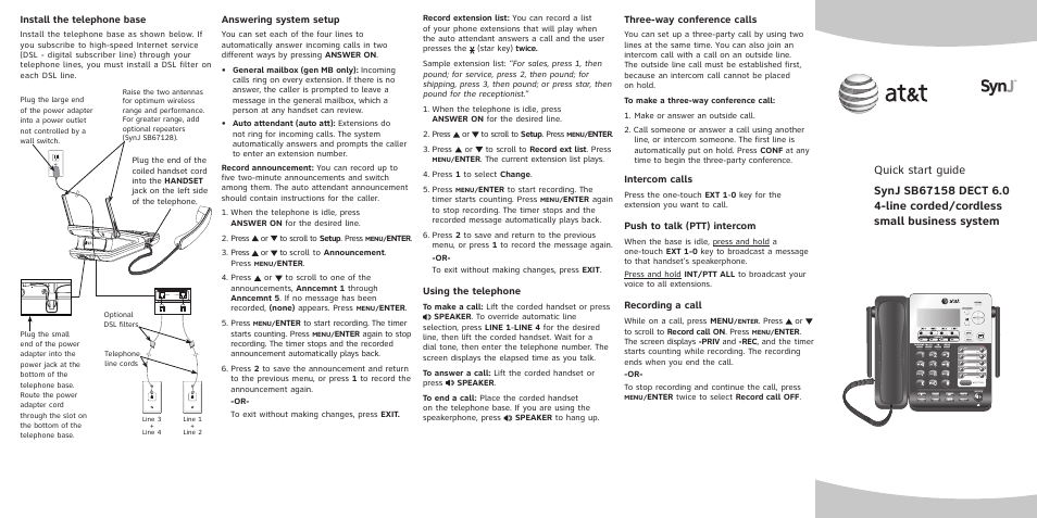 AT&T SB67158 User Manual | 2 pages
