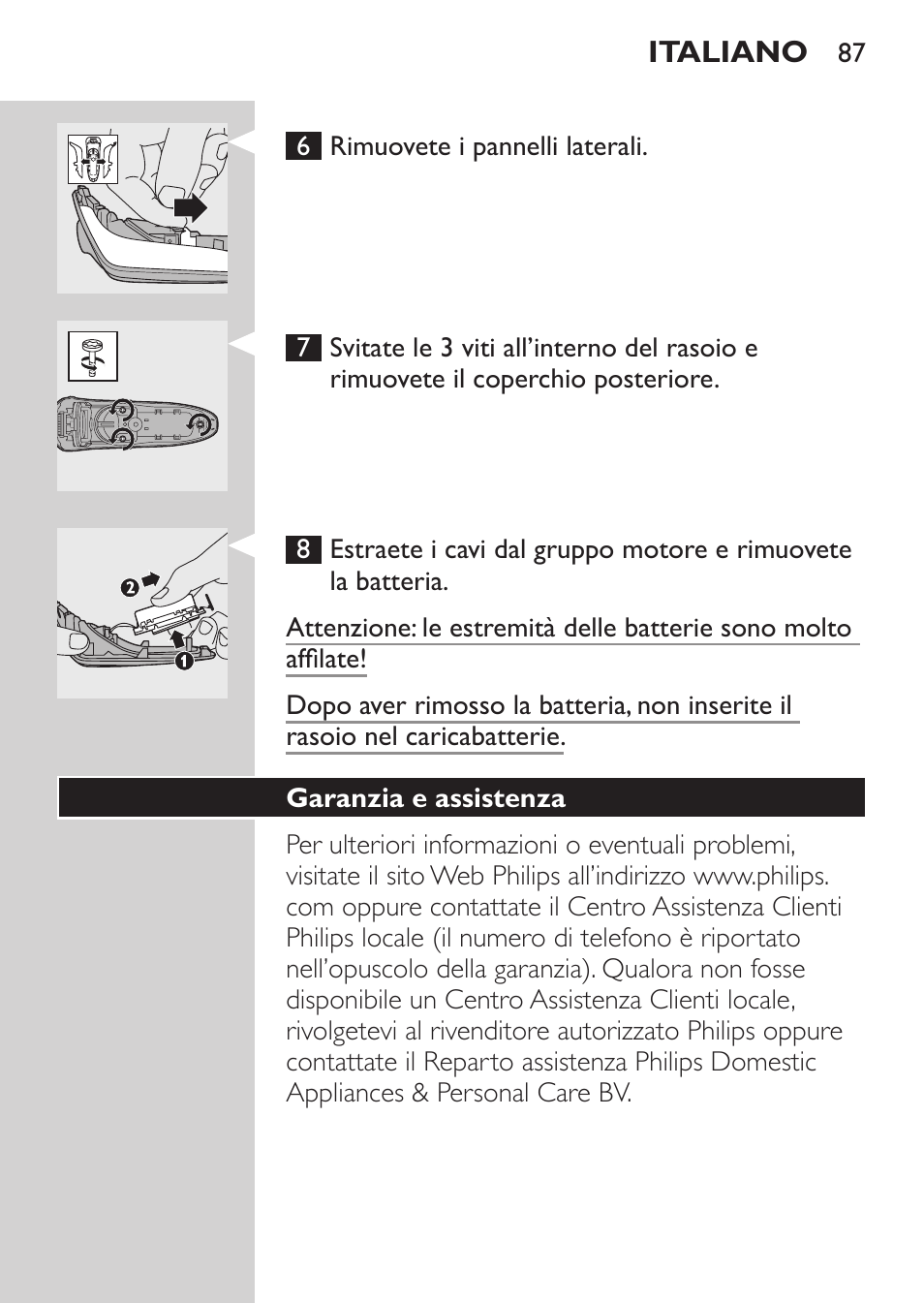 Garanzia e assistenza | Philips Rasoir électrique User Manual | Page 85 / 136