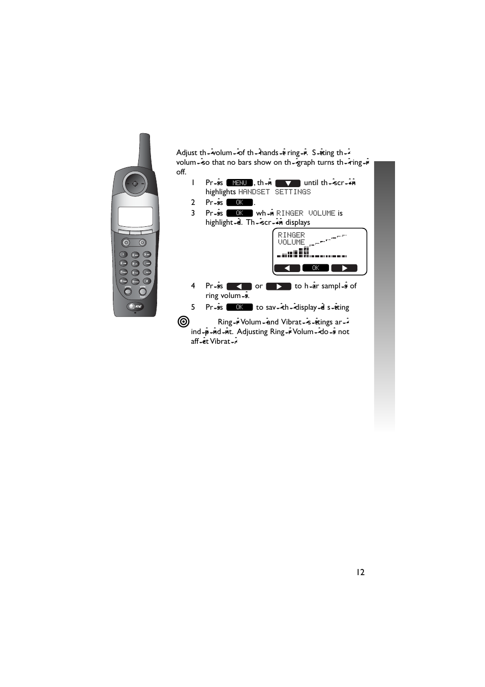 Fea ture setup – handset, Ringer volume | AT&T 5870 User Manual | Page 15 / 77