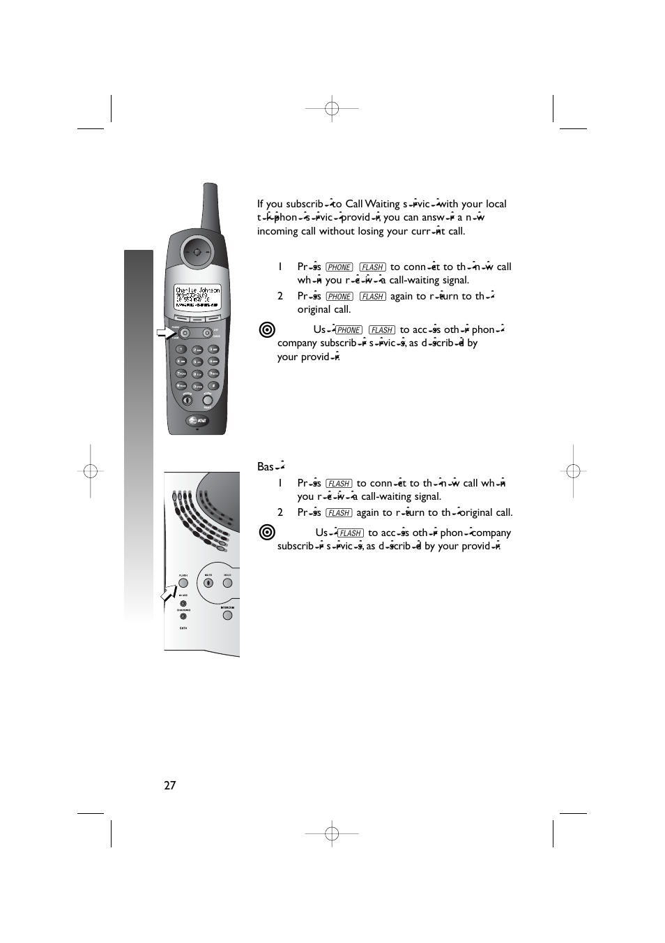 Telephone opera tion telephone opera tion | AT&T 5870 User Manual | Page 30 / 77