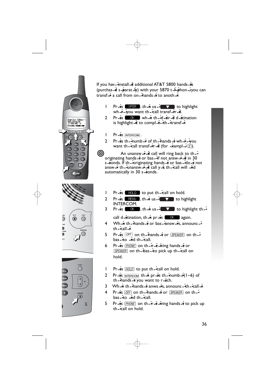 Mintercom opera tion intercom opera tion | AT&T 5870 User Manual | Page 39 / 77