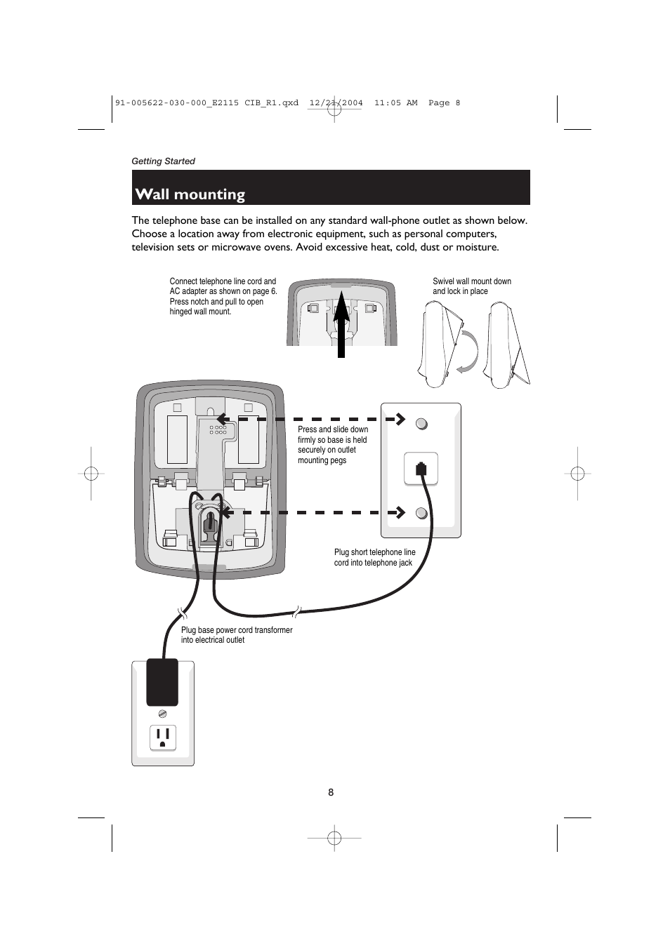 Wall mounting | AT&T E2115 User Manual | Page 10 / 27