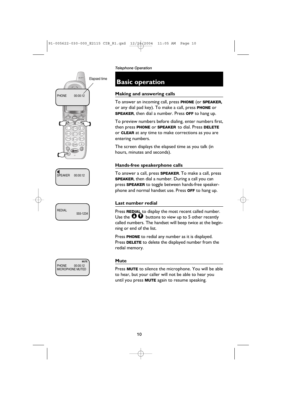 Basic operation | AT&T E2115 User Manual | Page 12 / 27