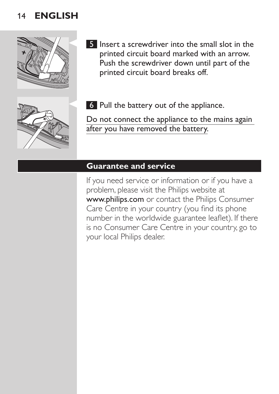 Guarantee and service | Philips HAIRCLIPPER Series 1000 Tondeuse cheveux User Manual | Page 14 / 108