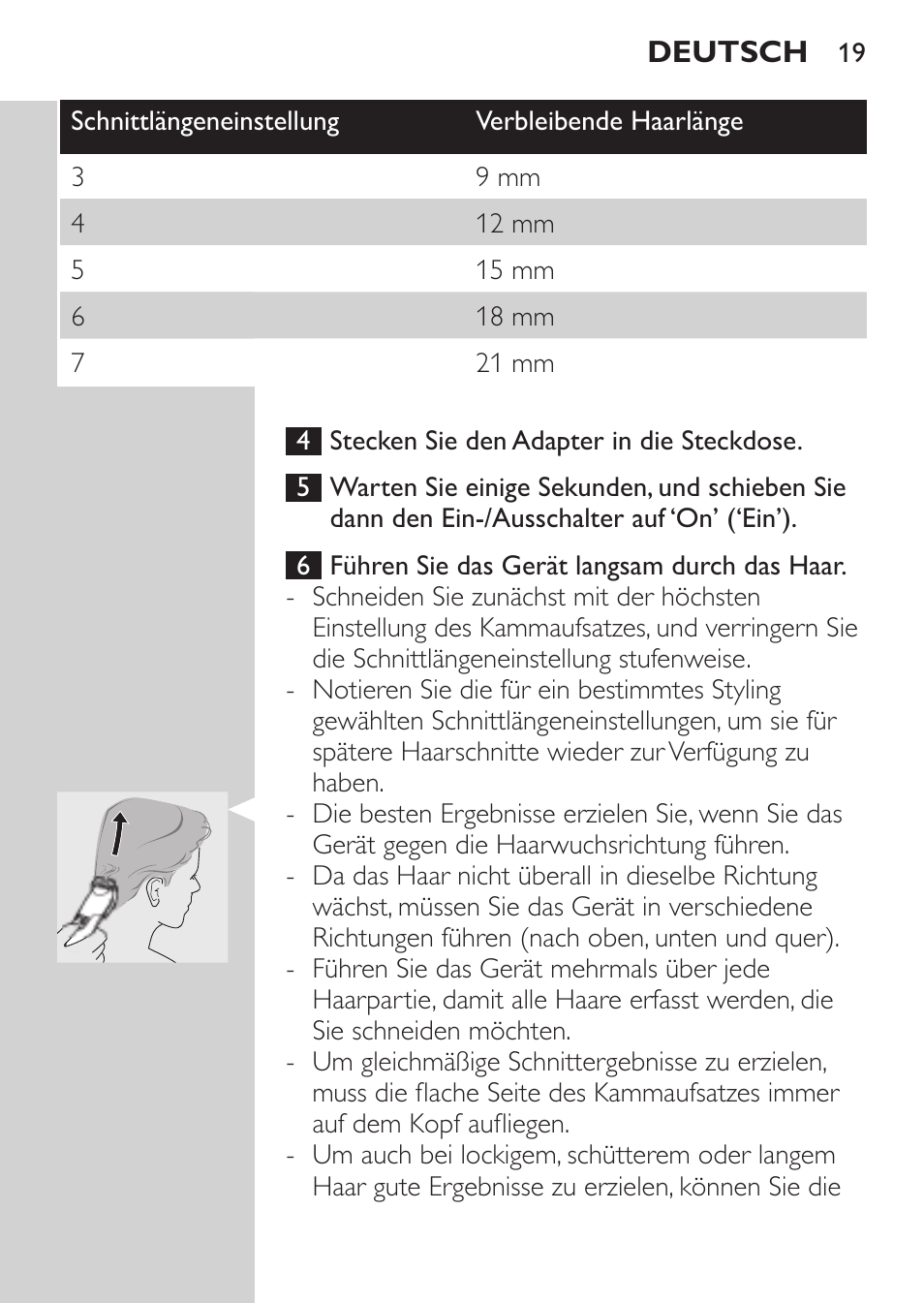 Philips HAIRCLIPPER Series 1000 Tondeuse cheveux User Manual | Page 19 / 108