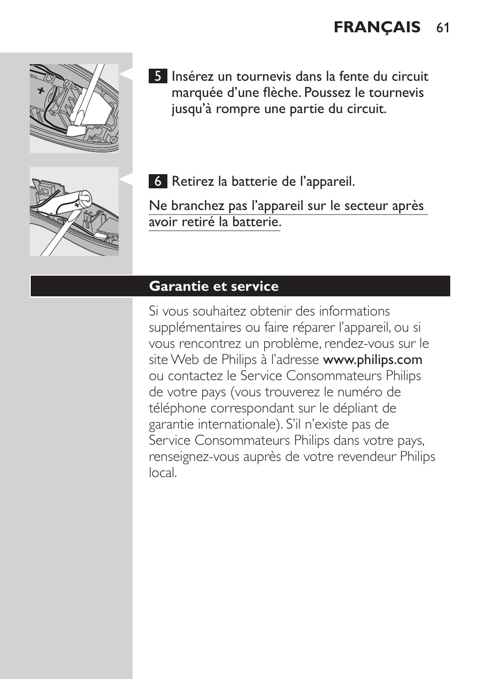 Garantie et service | Philips HAIRCLIPPER Series 1000 Tondeuse cheveux User Manual | Page 61 / 108