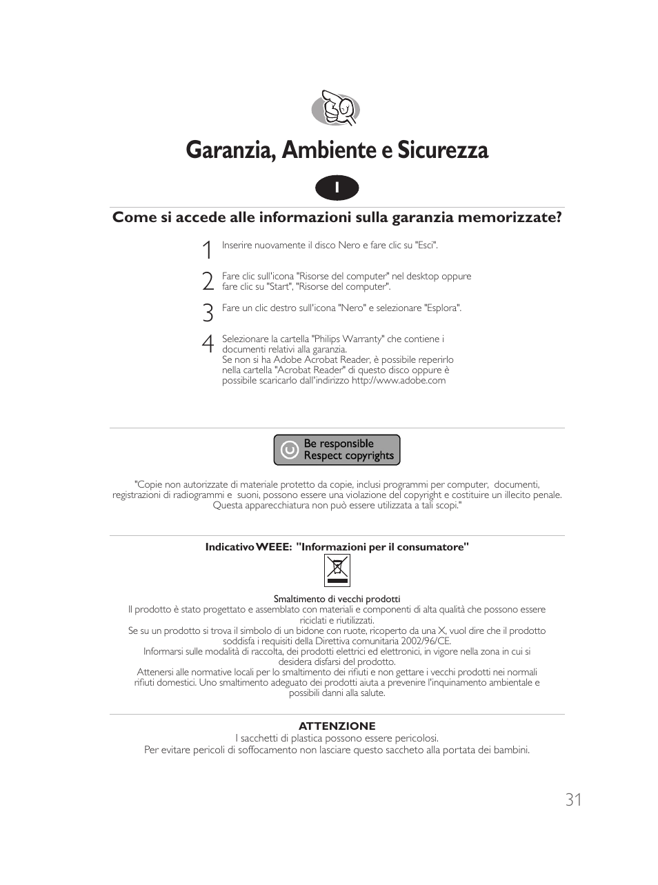 Garanzia, ambiente e sicurezza | Philips Disque dur externe User Manual | Page 31 / 40