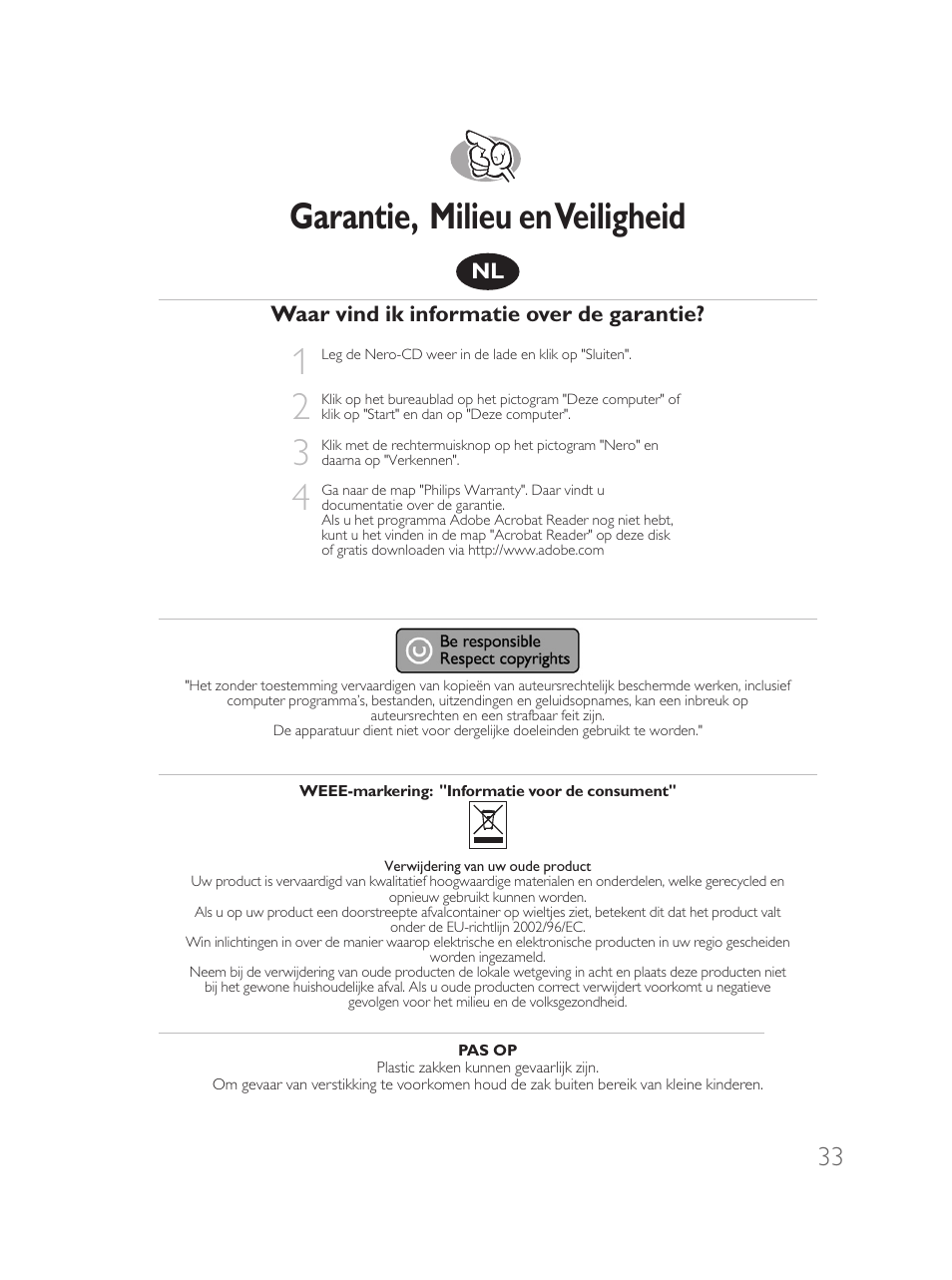 Garantie, milieu en veiligheid | Philips Disque dur externe User Manual | Page 33 / 40