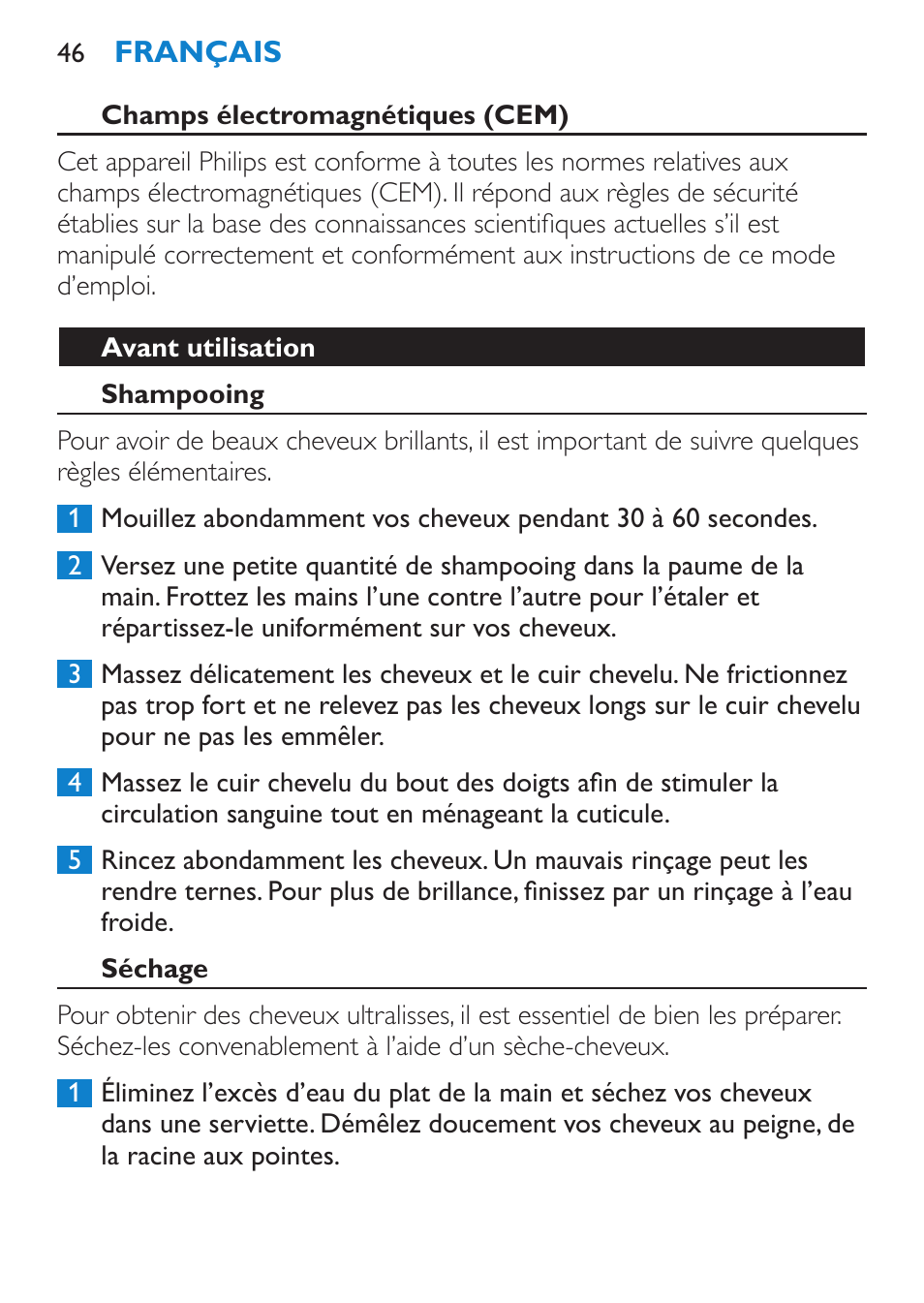 Champs électromagnétiques (cem) | Philips SalonStraight Essential Lisseur User Manual | Page 46 / 100