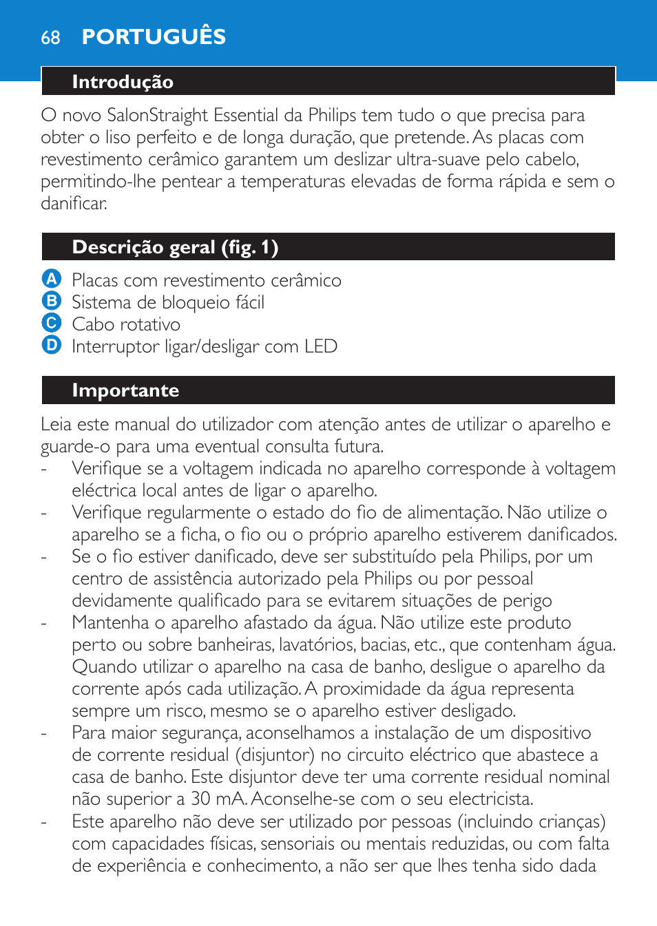 Philips SalonStraight Essential Lisseur User Manual | Page 68 / 100