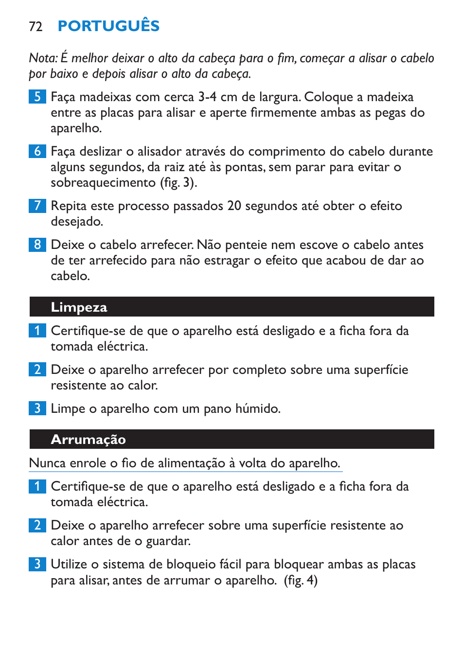 Utilização do aparelho, Alisar o cabelo | Philips SalonStraight Essential Lisseur User Manual | Page 72 / 100