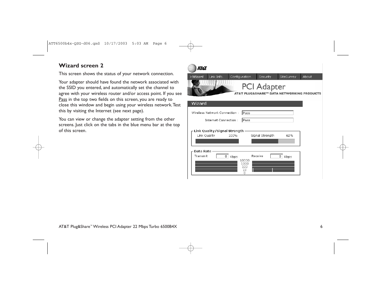 Wizard screen 2 | AT&T 6500B4X User Manual | Page 6 / 8