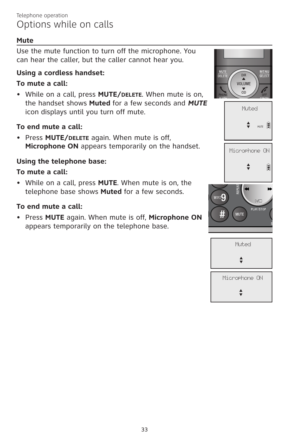Options while on calls | AT&T CL83301 User Manual | Page 39 / 118