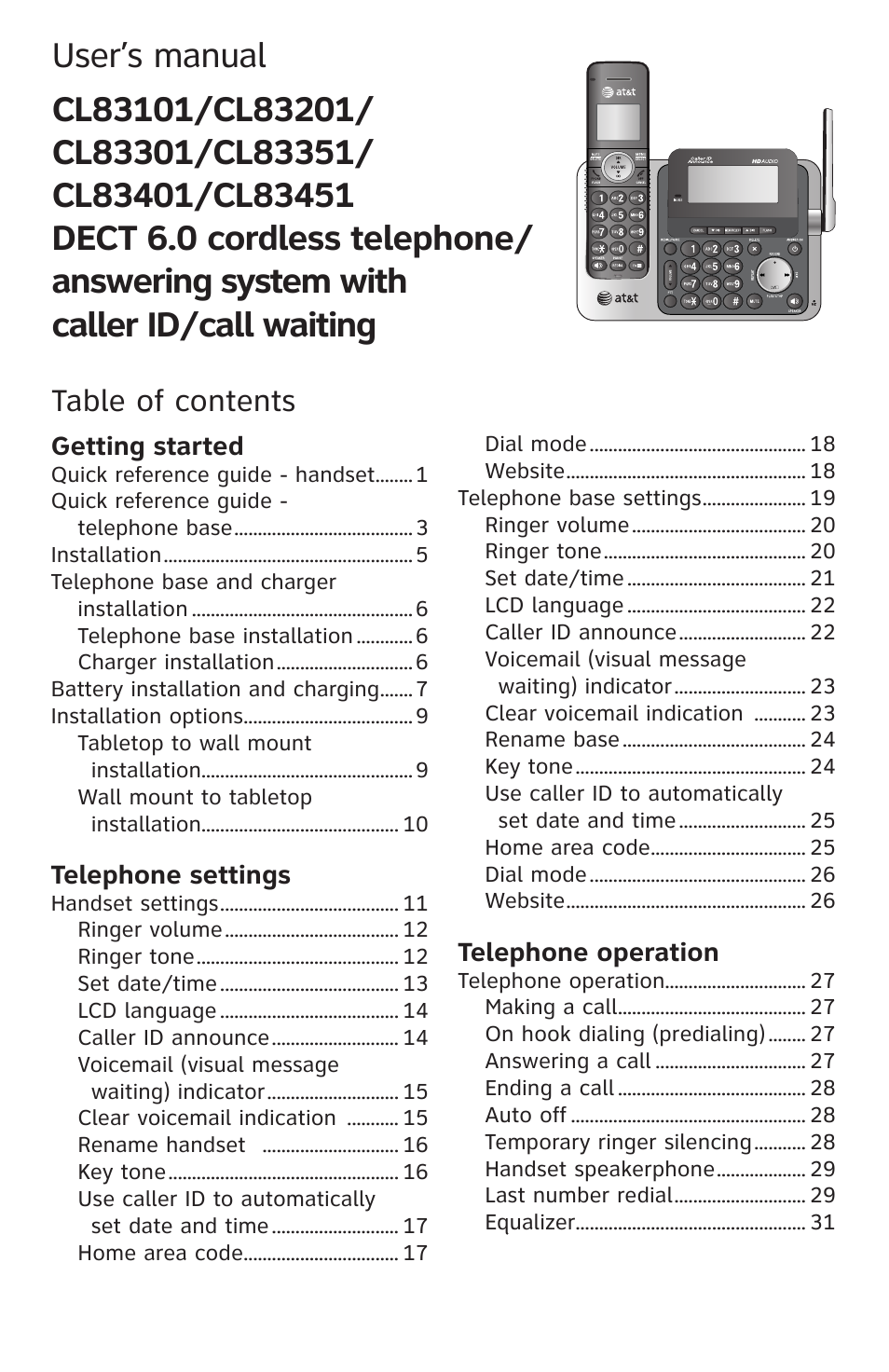 AT&T CL83301 User Manual | Page 4 / 118
