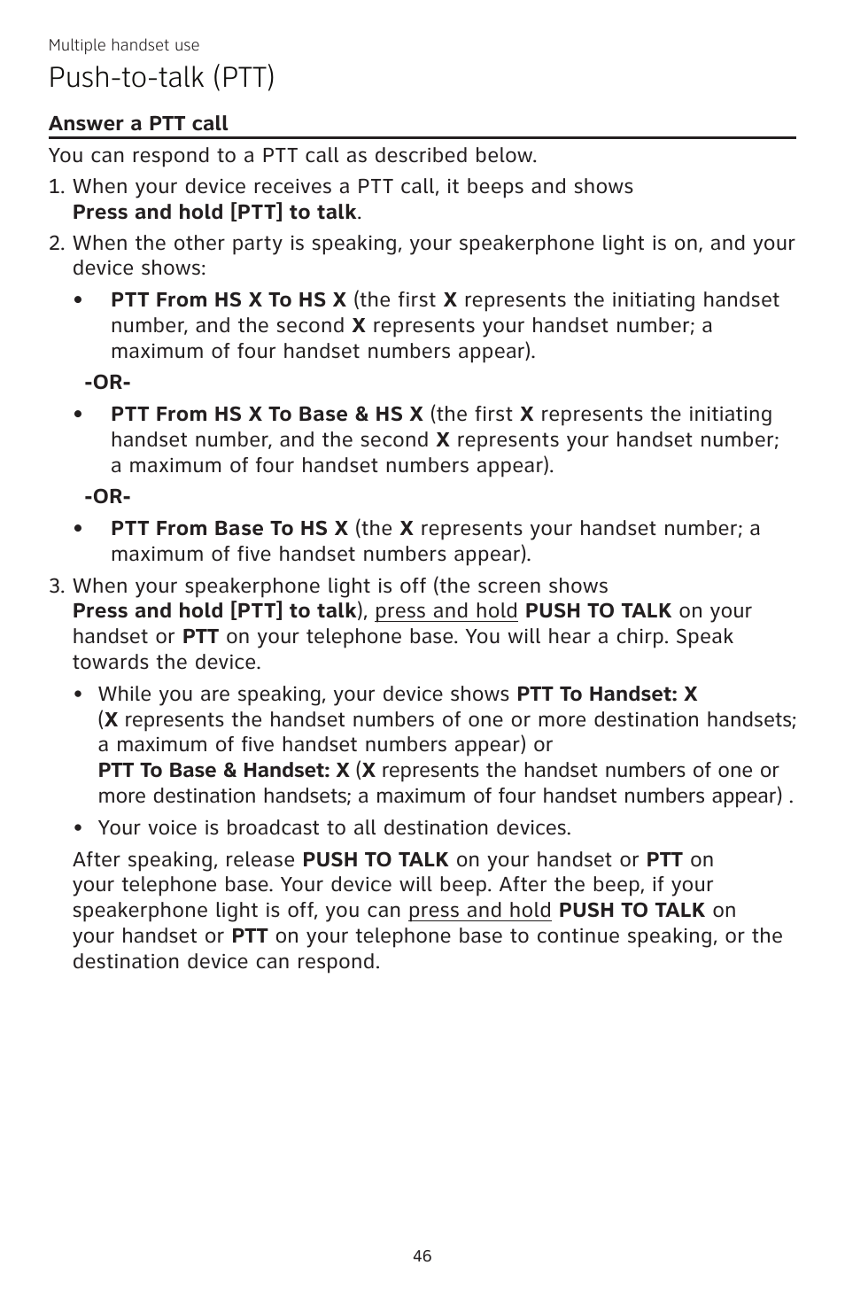Push-to-talk (ptt) | AT&T CL83301 User Manual | Page 52 / 118