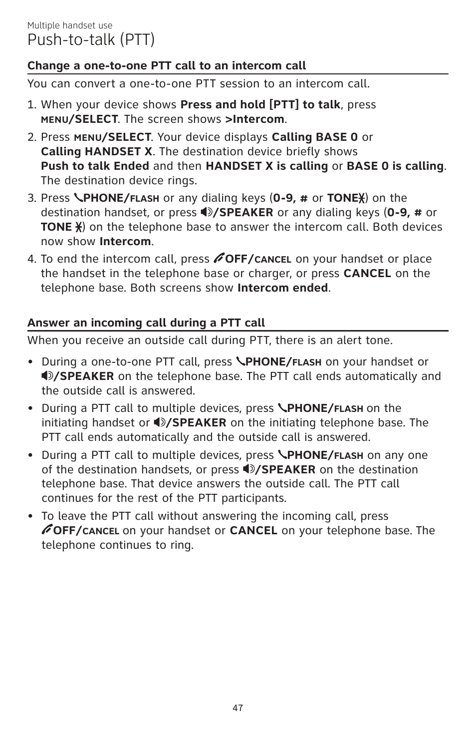 Push-to-talk (ptt) | AT&T CL83301 User Manual | Page 53 / 118