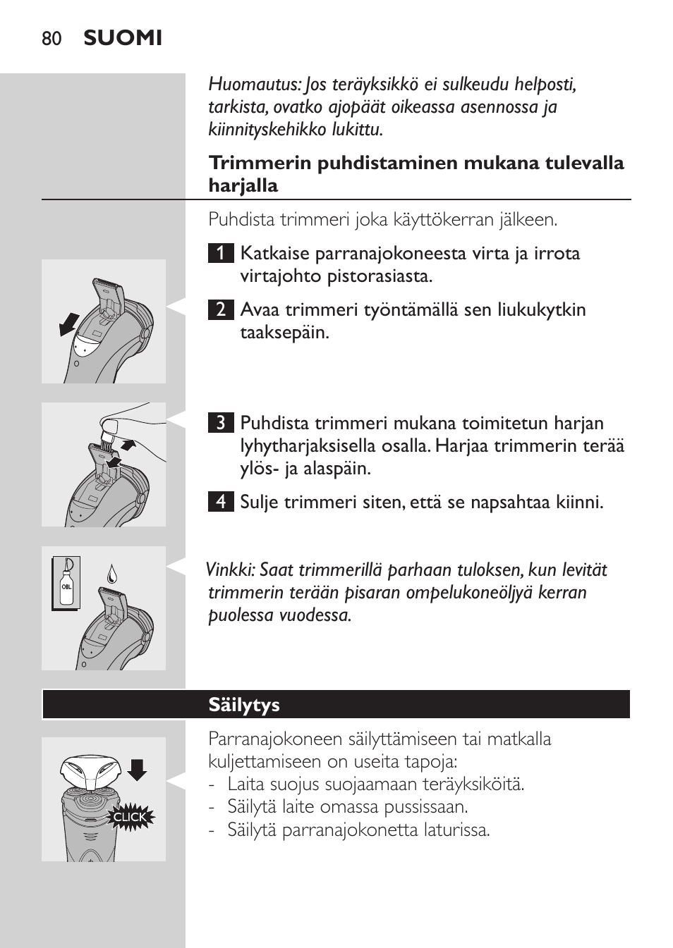 Säilytys, Varaosat | Philips Rasoir électrique User Manual | Page 78 / 180